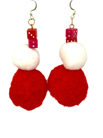Red Dice Performance Puff Earrings