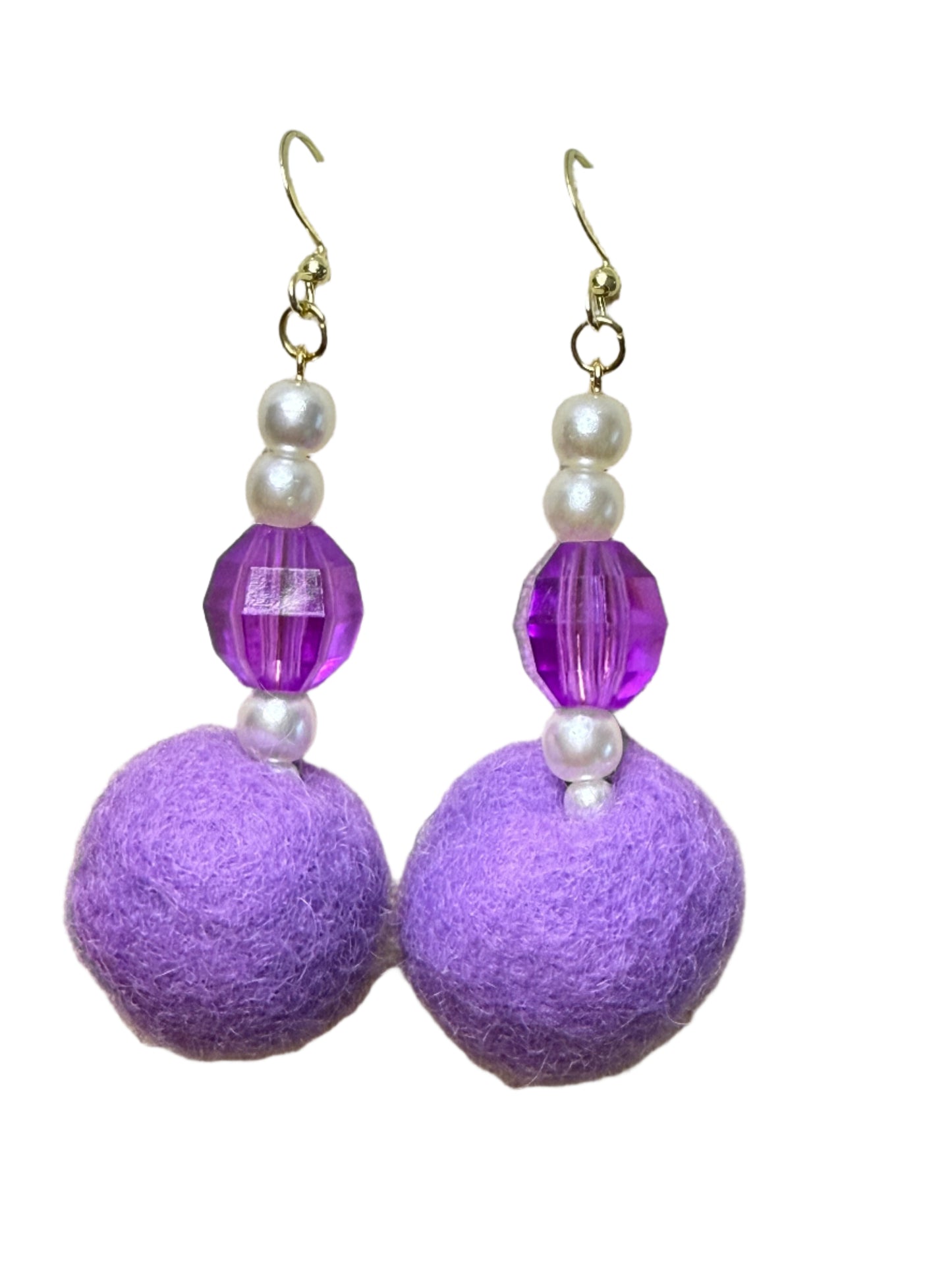 Prince Purple Rain Performance Puff Pom Pom Earrings